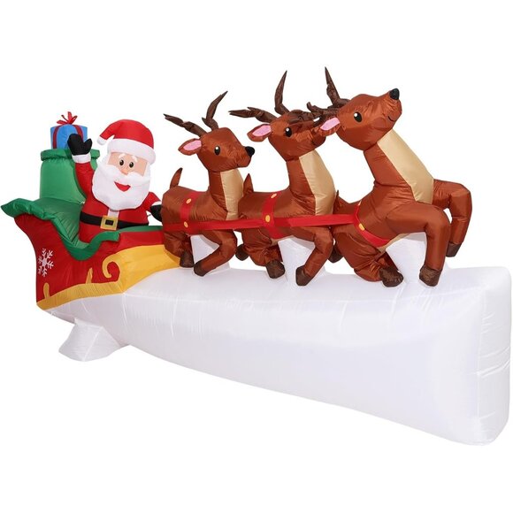 ⚡10.8 FT Christmas Inflatables Santa Reindeer Light Yard Outdoor Decorations - Picture 9 of 9